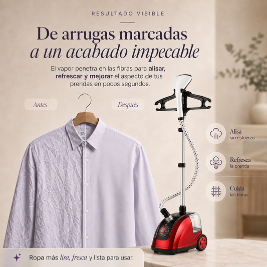 Plancha Vertical de Vapor 1800W – Depósito 1,8L, 11 Niveles de Vapor