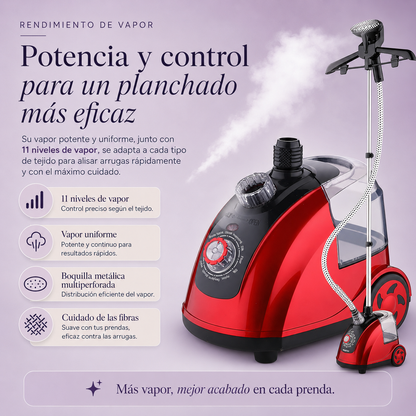 Plancha Vertical de Vapor 1800W – Depósito 1,8L, 11 Niveles de Vapor